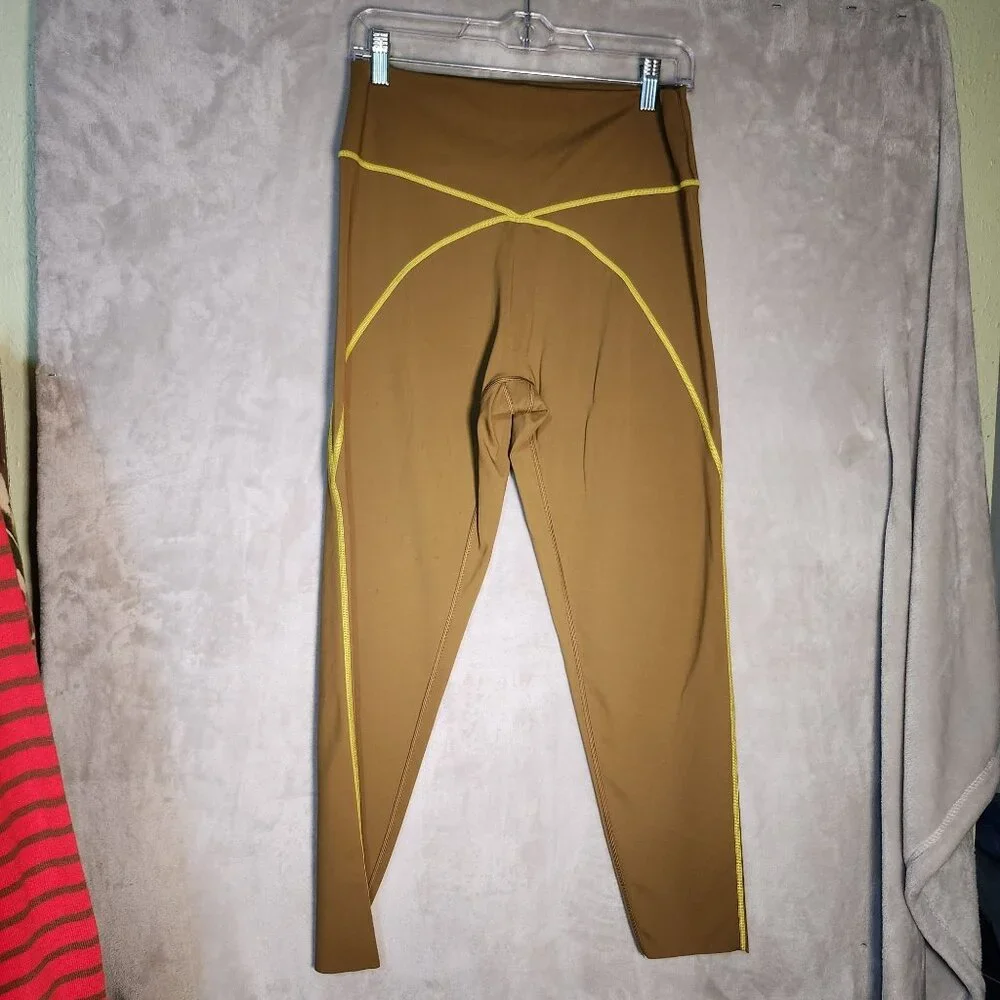Offline Aerie High-Waisted Mustard/ Yellow Seams Casual Sporty Athletic Leggings - Picture 4 of 5